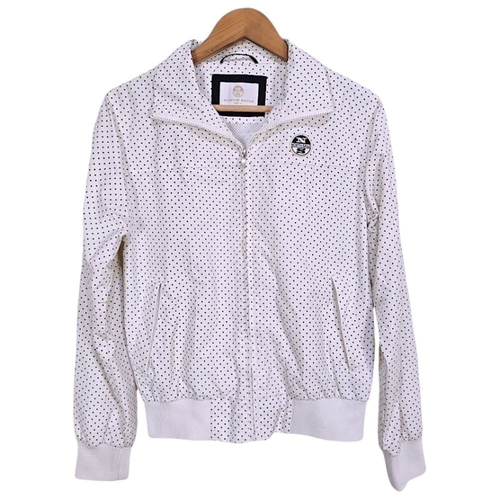 North Sails Zip Front Polka Dot Jacket White Black Size Medium Nautical Sailing